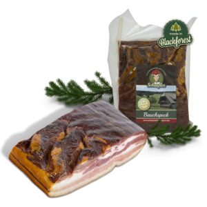 Black Forest Butcher Shop - Black Forest Belly Bacon in One Piece with Hearty Smoky Aroma - 2 x 500 g Bacon from Belly for Salads, Scrambled Eggs, Green Beans, Carbonara and Much More