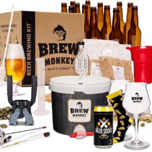 Brew Monkey Beer Brewing Set Light Blonde - Platinum Beer Brewing Set for 5 Litres of Beer, 6.4% Vol., Brew Beer Yourself, Gift for Men, Birthday Gift, Gift for Dad