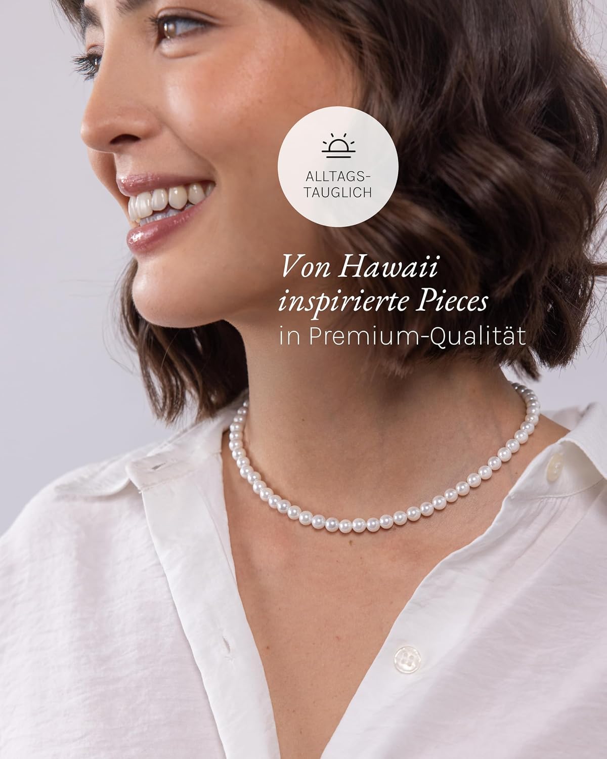 Purelei White Anxiety Fidget Pearl Kette (Gold) – Wasserfeste Halskette aus langlebigem Edelstahl – Necklace mit Seashell Pearls – Modeschmuck für deinen individuellen Look – Perlenkette Damen – Bild 3