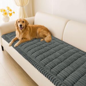 smiry Upholstered Fluffy Sofa Cover, Dark Grey, 70 x 150 cm