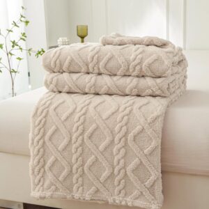 Wongs Bedding Cuddly Blanket Fluffy 150 x 200 cm Beige for Couch Sofa Bed