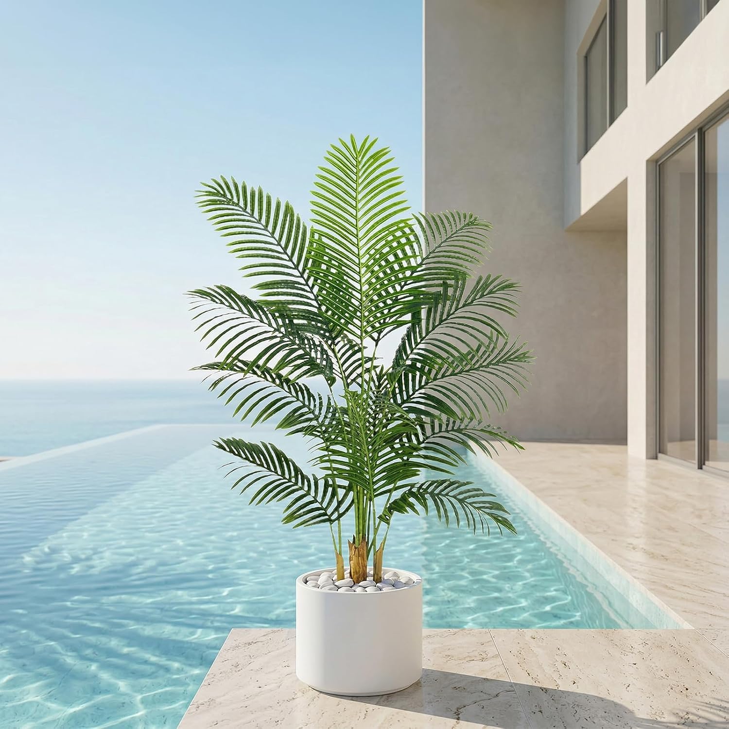 Artificial Plants 120 cm Artificial Palm Tree Large in Black Pot – Bild 4