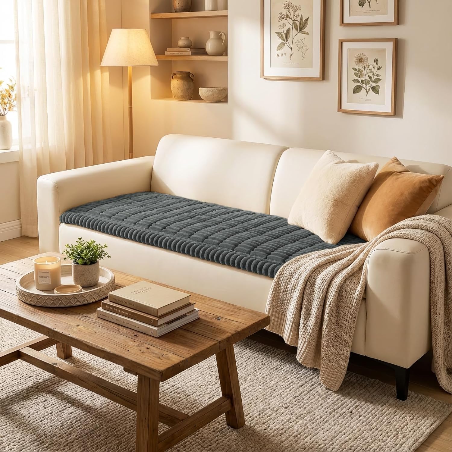 Homaxy Thick Soft Sofa Cover Dark Grey 70 x 180 cm – Bild 2