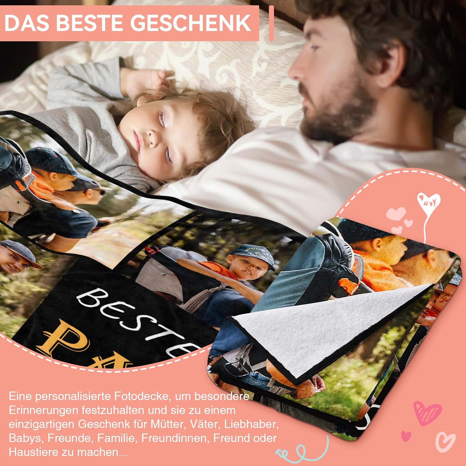 Bemaystar Father's Day Gifts for Dad - Gift Ideas for Dad, Personalised Gifts for Father's Day, Personalised Blanket with Photo, Photo Blanket, Dad Gift – Bild 6