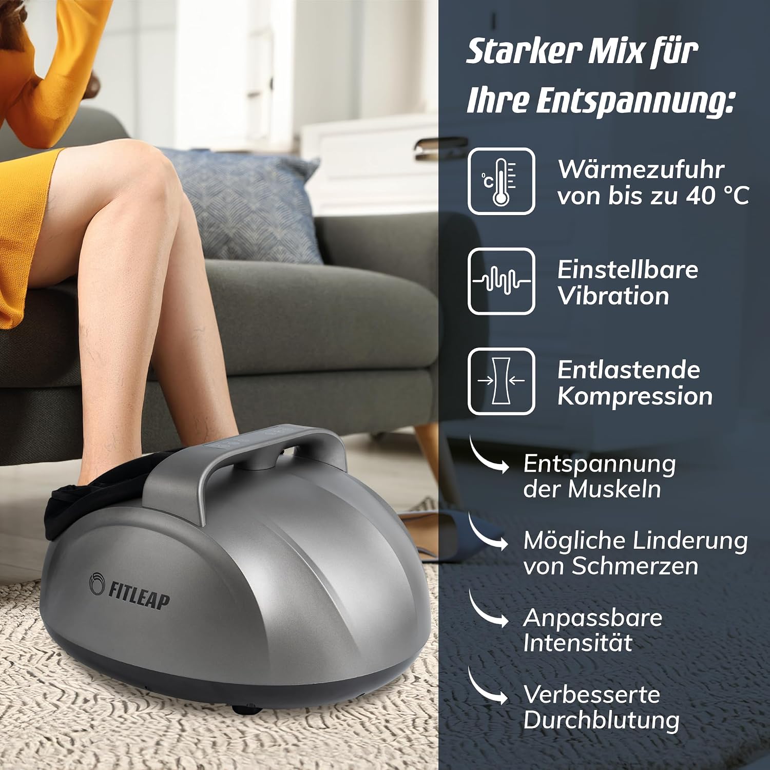 Fitleap Shiatsu Foot Massager, Heat Function up to 40 Degrees for Cold Feet – Bild 3