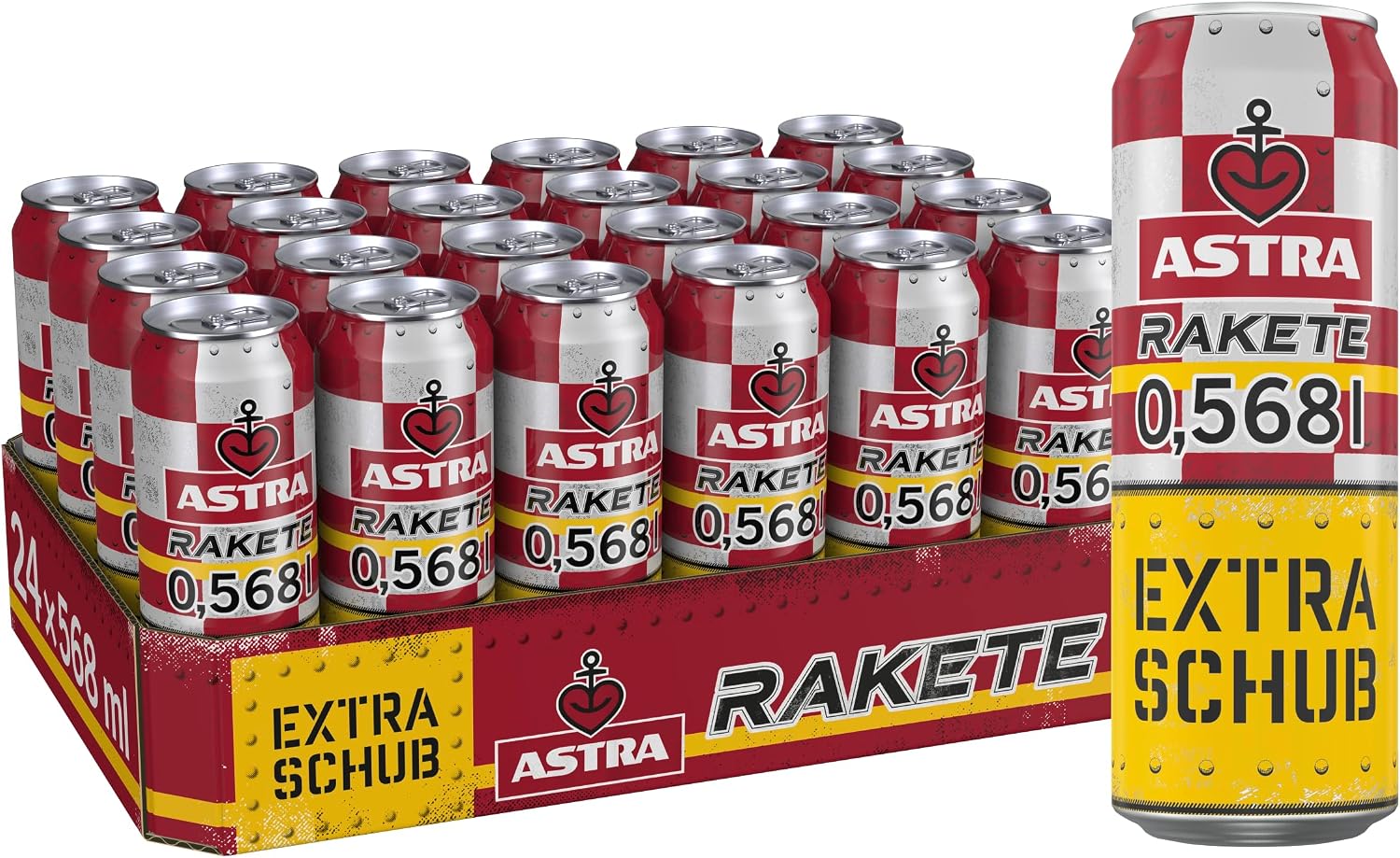 Astra Rakete 0.568 Litre Beer Mixed Drink, Disposable Beer Can (24 x 0.568), Extra Thrust Astra Rakete