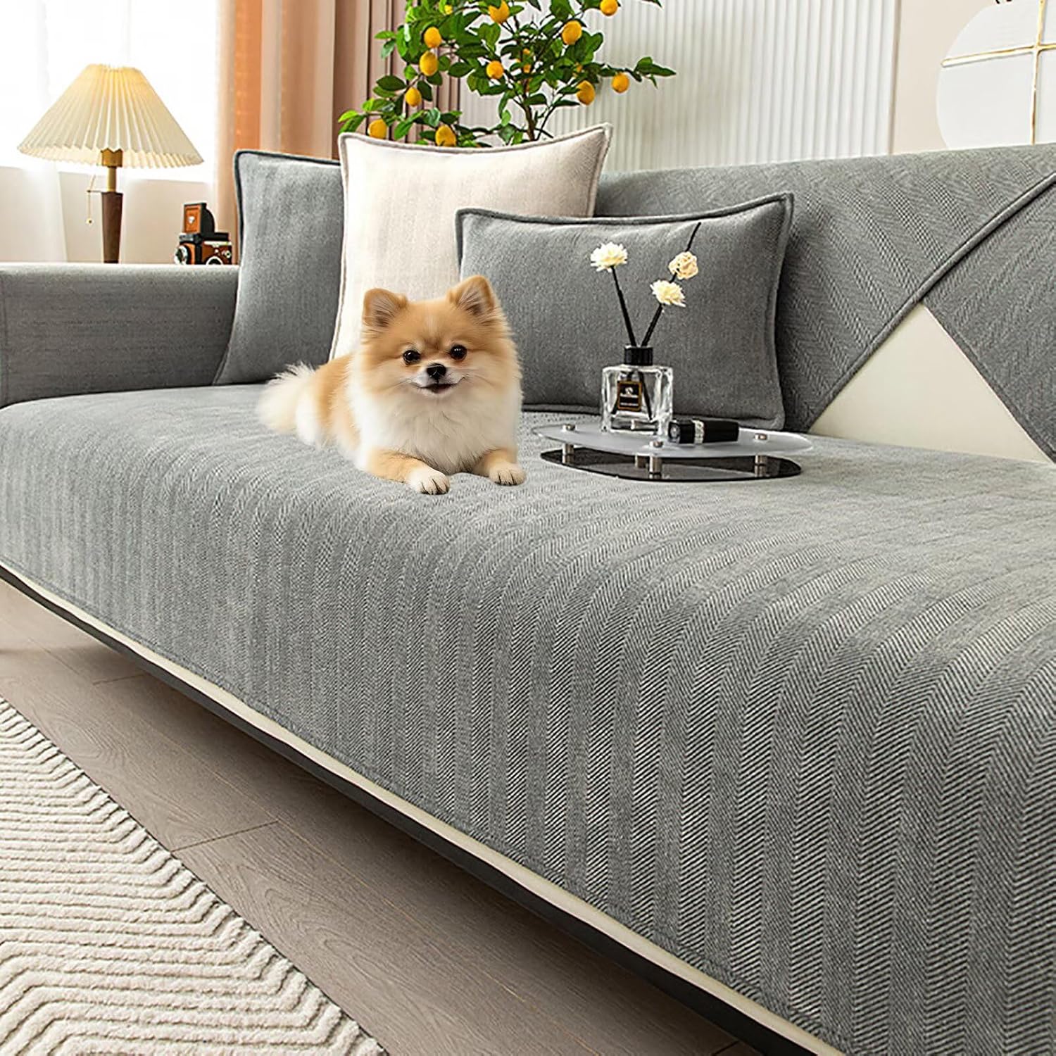 Sofa Cover, Throw Blankets for Sofa, Sofa Protector Non-Slip, Sofa Blankets for Seat, Sofa Cover L Shape 1/2/3/4-Seater Corner Sofa Cover, Couch Throw Dog Cat, Grey, 70 x 70 cm