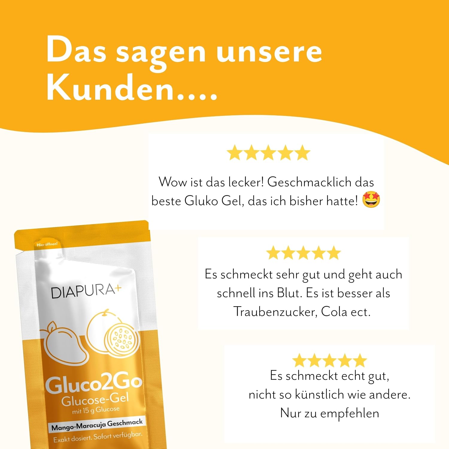 Gluco2Go Glucose-Gel Mango-Maracuja, 15 g Traubenzucker, 12x30 ml | Glucose-Gel mit exakt 15g schnell verfügbarer Glucose pro Portion | Klein & immer dabei | Sicher fühlen bei Unterzuckerungen – Bild 5