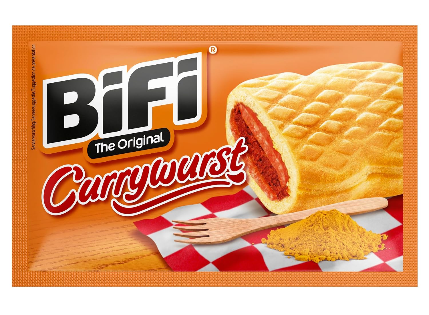 BiFi Currywurst - Pack of 8 (8 x 60 g) - Salami Sausage Snack with Curry Sauce in a Loose Dough - Sausage in Wheat Bun To Go - for On the Go, in the Office or during Sports - Ham Sausage
