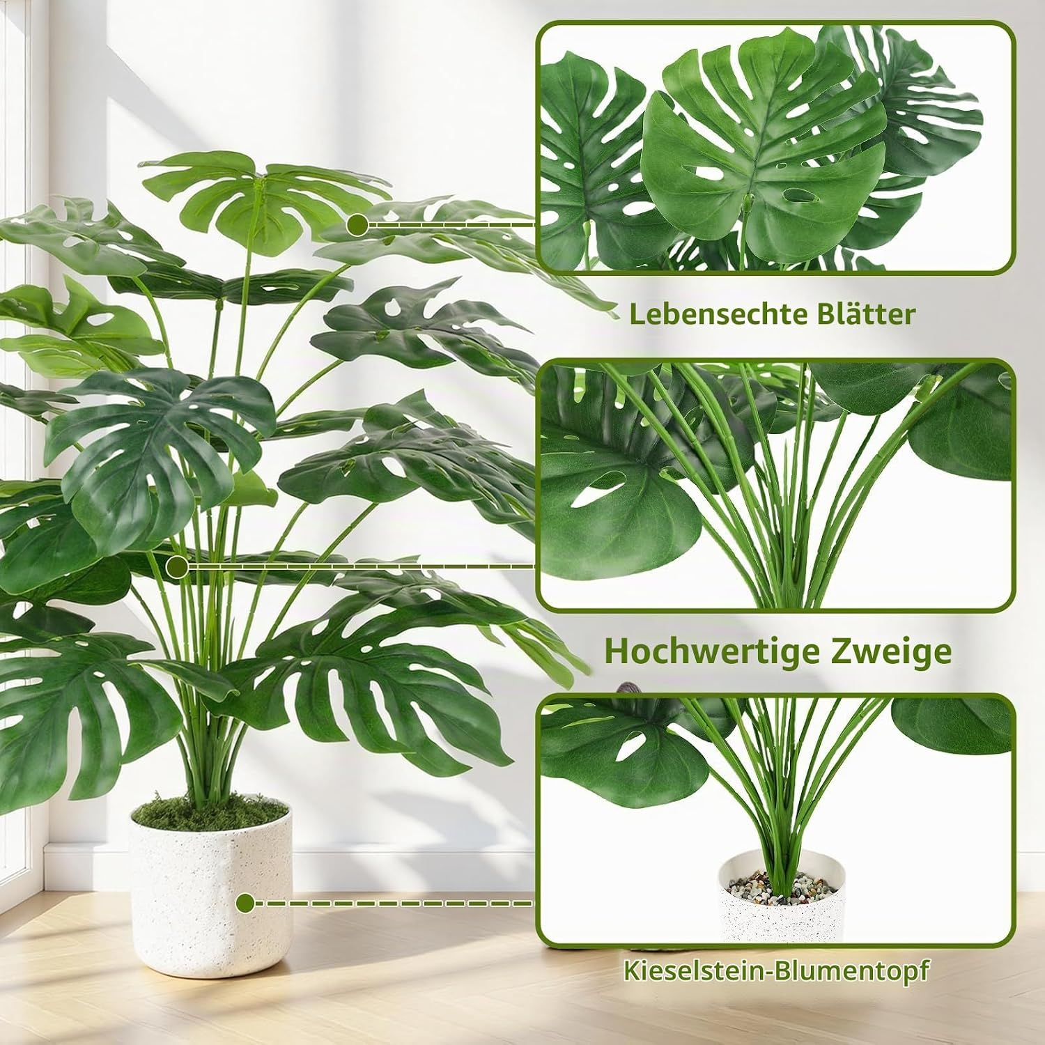 Monstera Artificial Plant, 71 cm, Large – Bild 5
