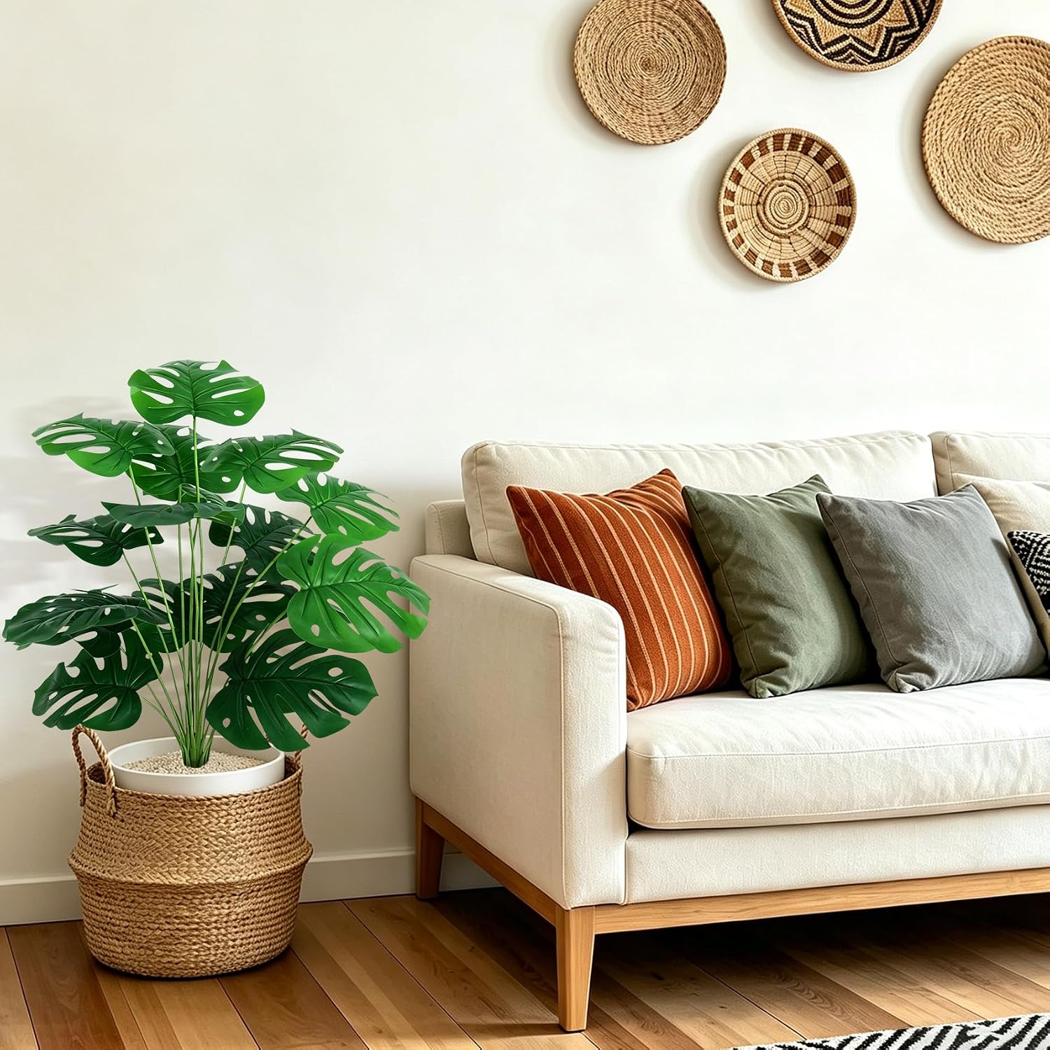 ADORAMOUR Artificial Plants Monstera Bush, Fake Tropical Plant Decoration – Bild 3