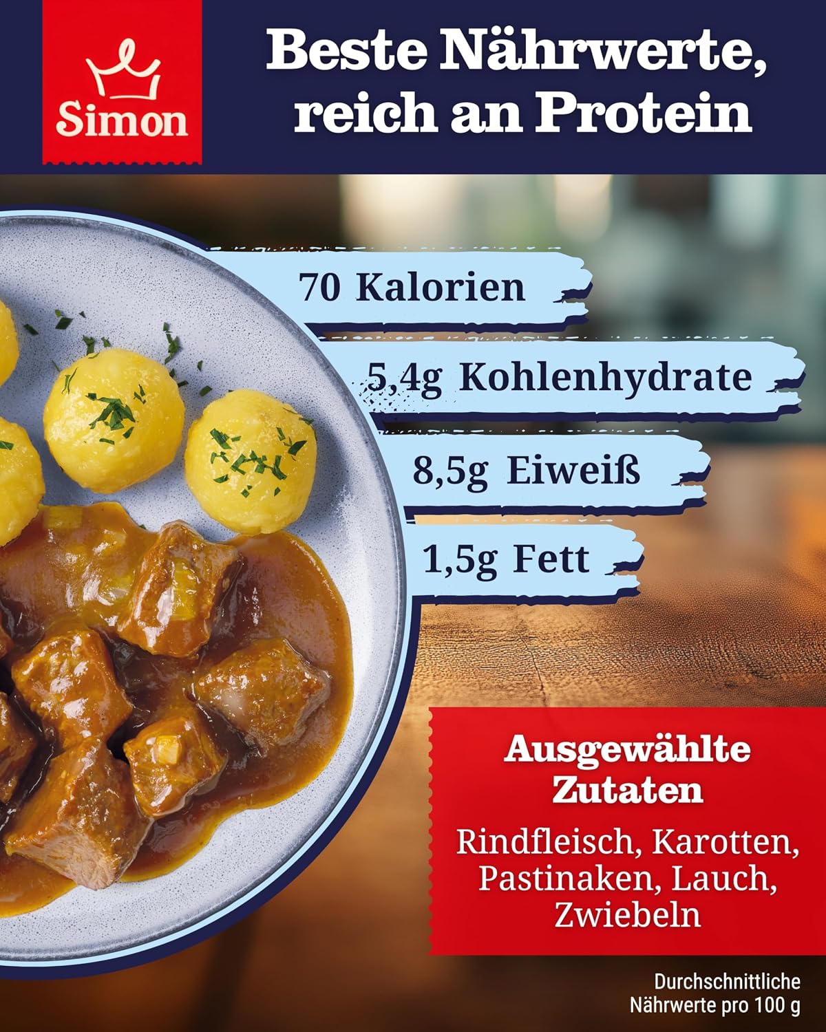 SIMON Delikatess Beef Goulash 500 g I Tender Meat in Savory Sauce I Ready Meal in Recyclable Canned I Authentic Home Cooking – Bild 3