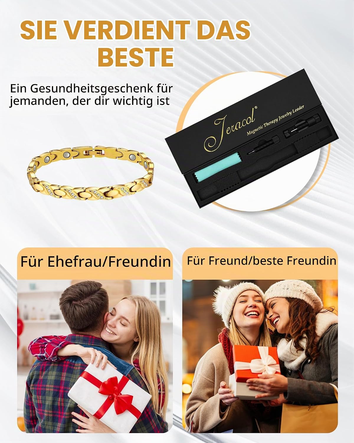 Jeracol Titanium Steel Magnetic Bracelets for Women, Magnetic Brazaletes with 3500 Gauss Magnets, Adjustable Magnetic Wrist Strap with Removal Tool and Jewellery Gift Box – Bild 6