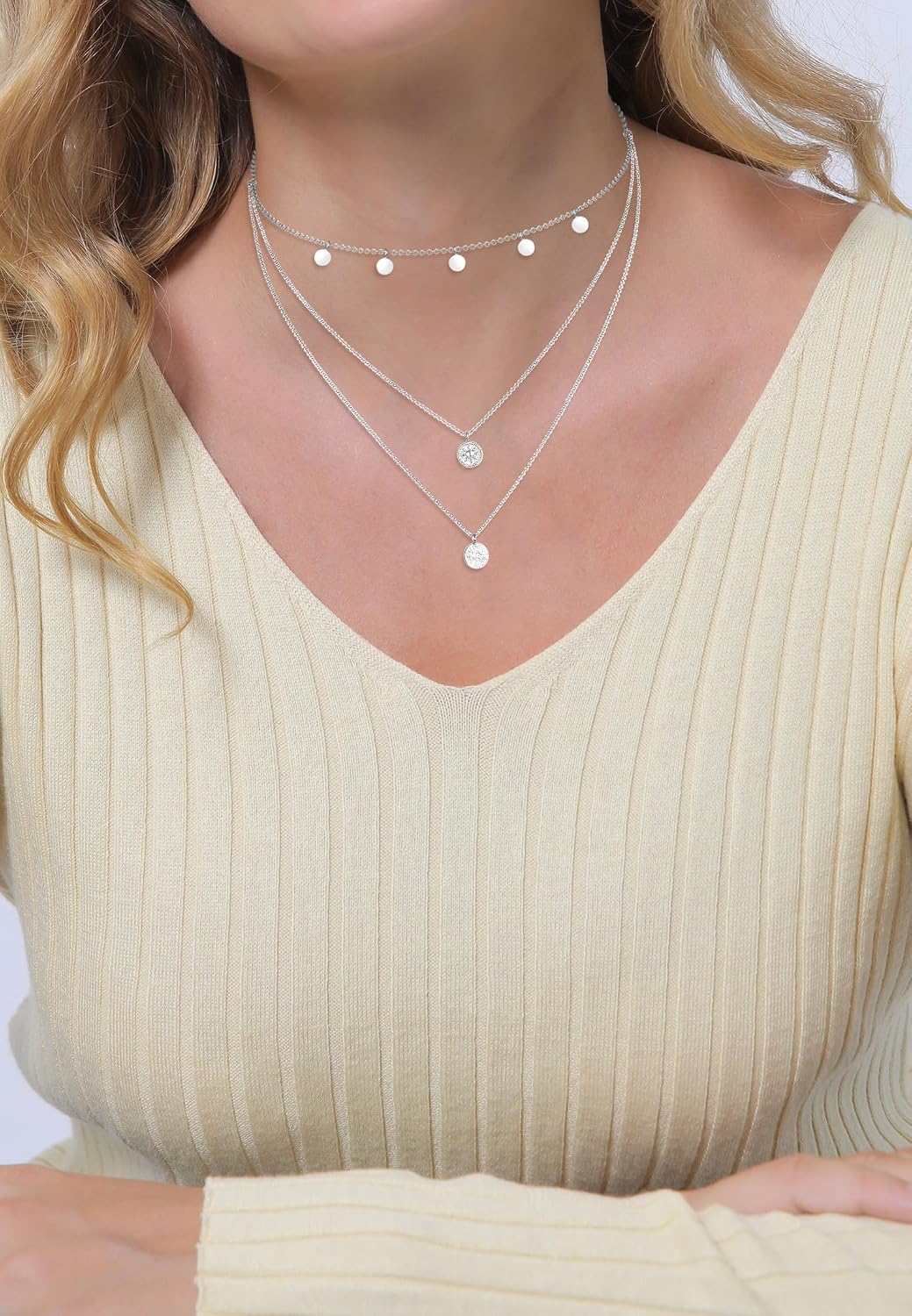 Elli Women's Choker Necklace Layer Circle Round Coin Vintage Trend 925 Silver – Bild 5