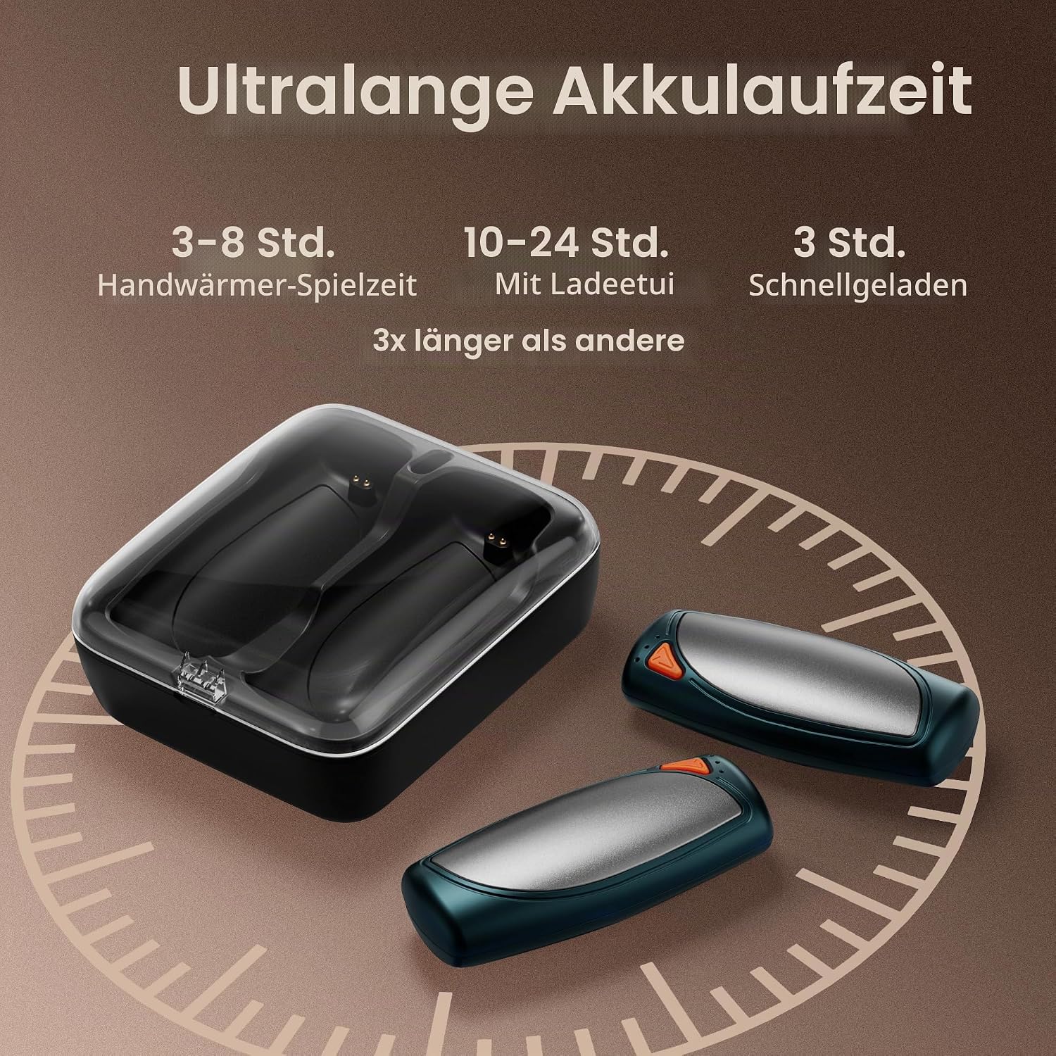 COTOP Electric Hand Warmers, Pack of 2, Reusable Hand Warmers with Charging Case, 14000 mAh Battery Rechargeable USB C, 3 Levels Heating on Both Sides up to 55°C, Gift for Men Women Camping – Bild 3