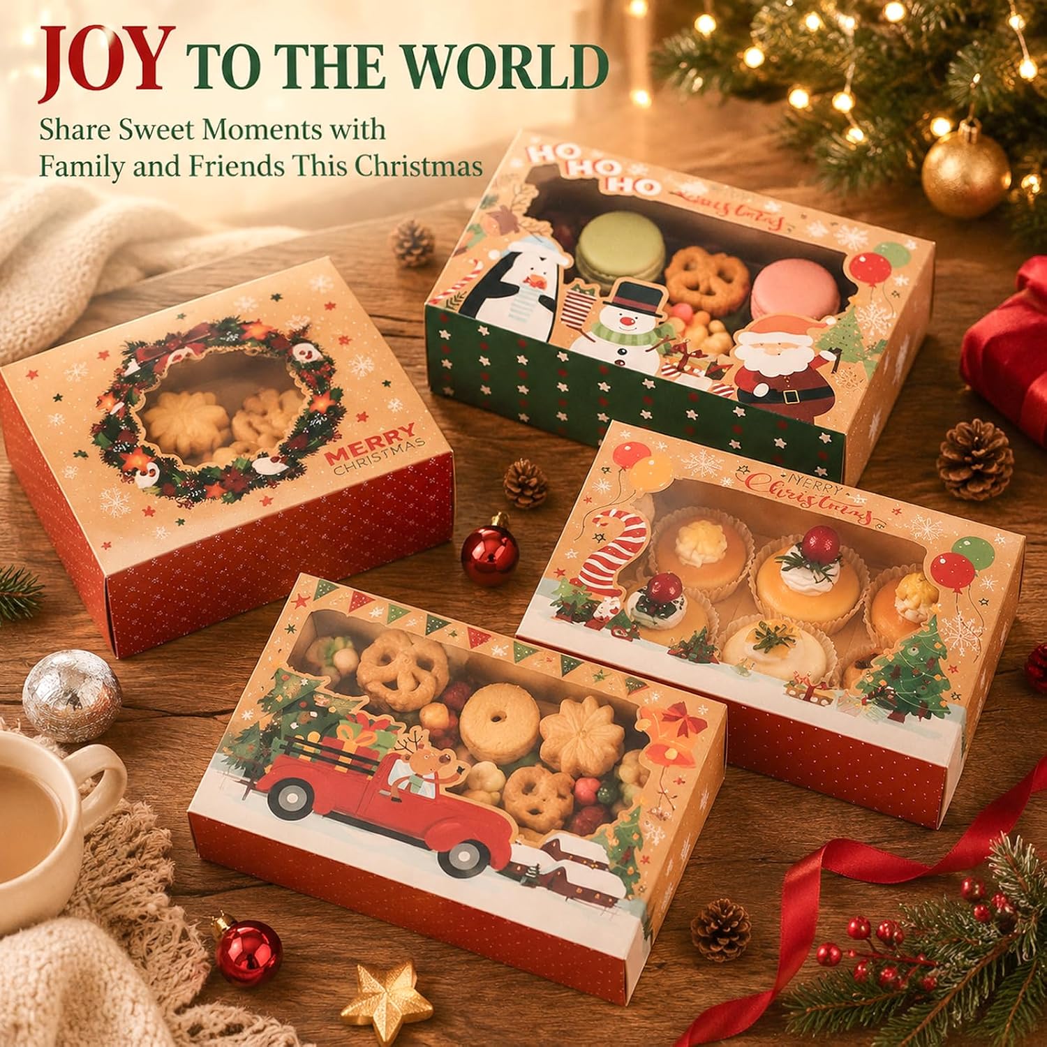 Pack of 12 Christmas Biscuit Boxes with Window Made of Kraft Paper – Bild 5