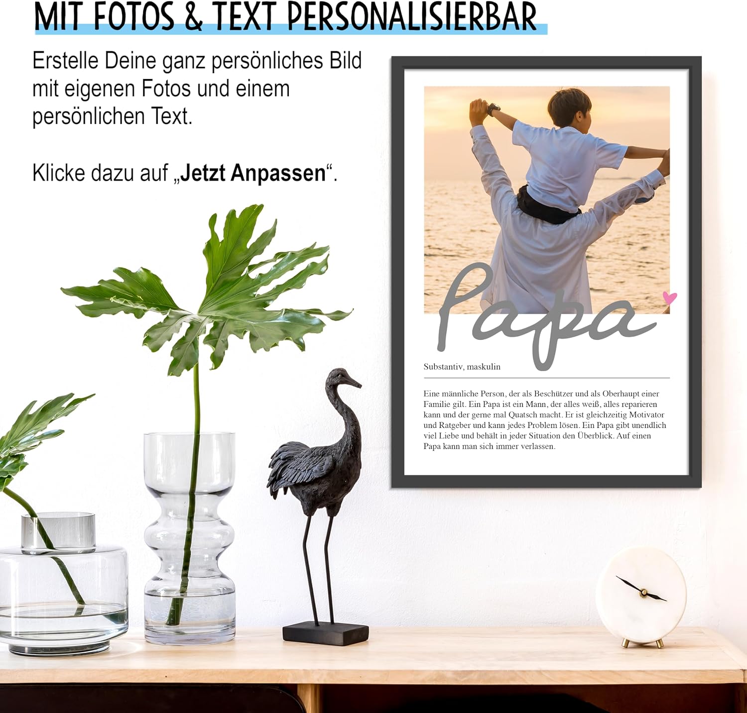 OWLBOOK Personalised Photo Gifts for Dad with Own Photo - Poster Definition Dad - Gift as Birthday Gift Father's Day Gifts | Picture A4/A3 Optional with Frame – Bild 3