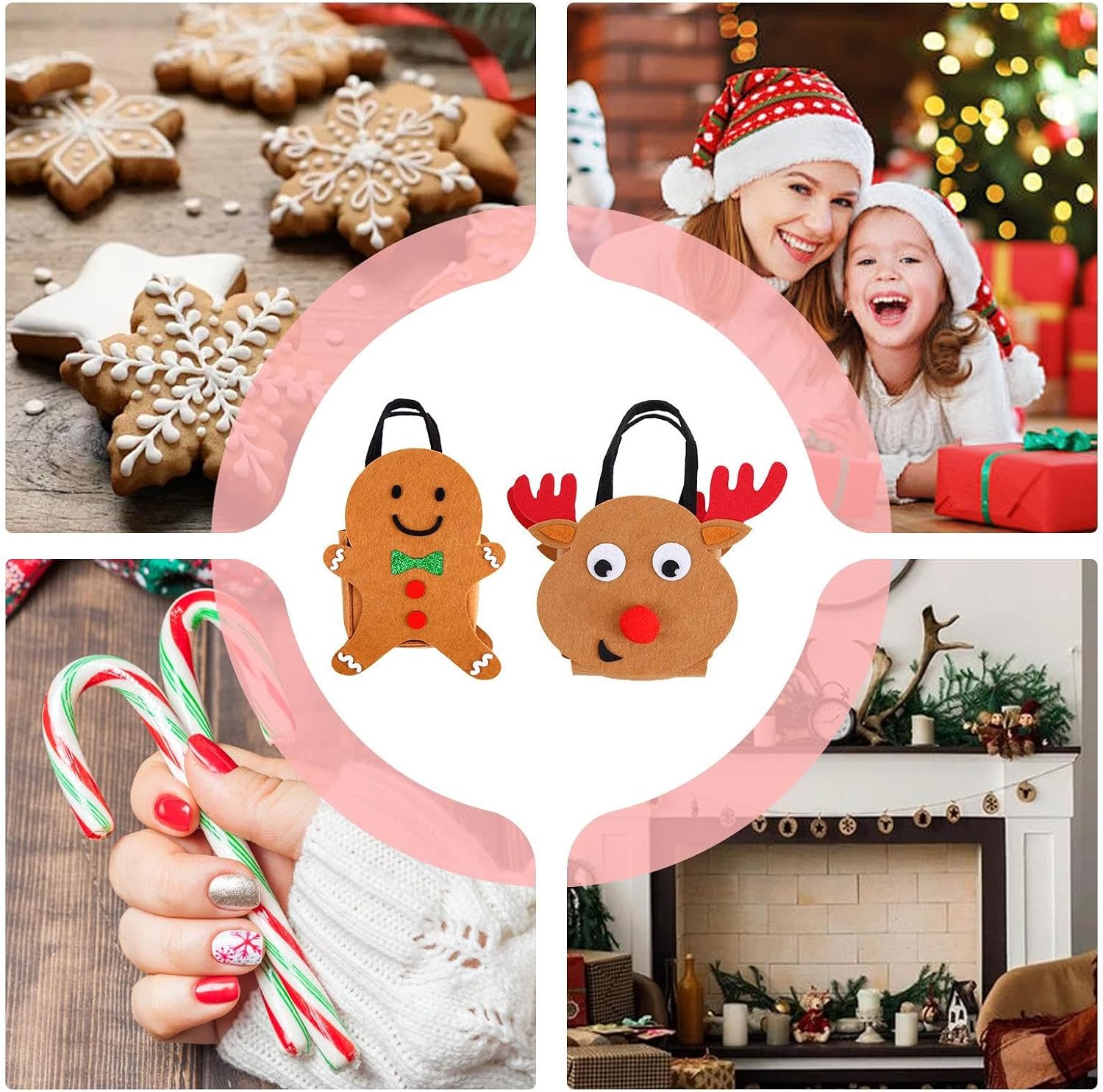 Zegaqae Christmas Candy Bags, Pack of 2 Festive Felt Storage Bags - Felt Treat Bags with Carry Handles | For Family and Friends, Neighbours, Colleagues and Children – Bild 4