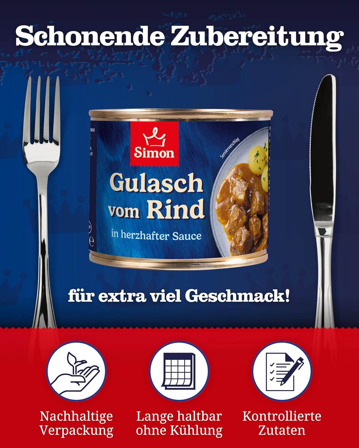 SIMON Delikatess Beef Goulash 500 g I Tender Meat in Savory Sauce I Ready Meal in Recyclable Canned I Authentic Home Cooking – Bild 2