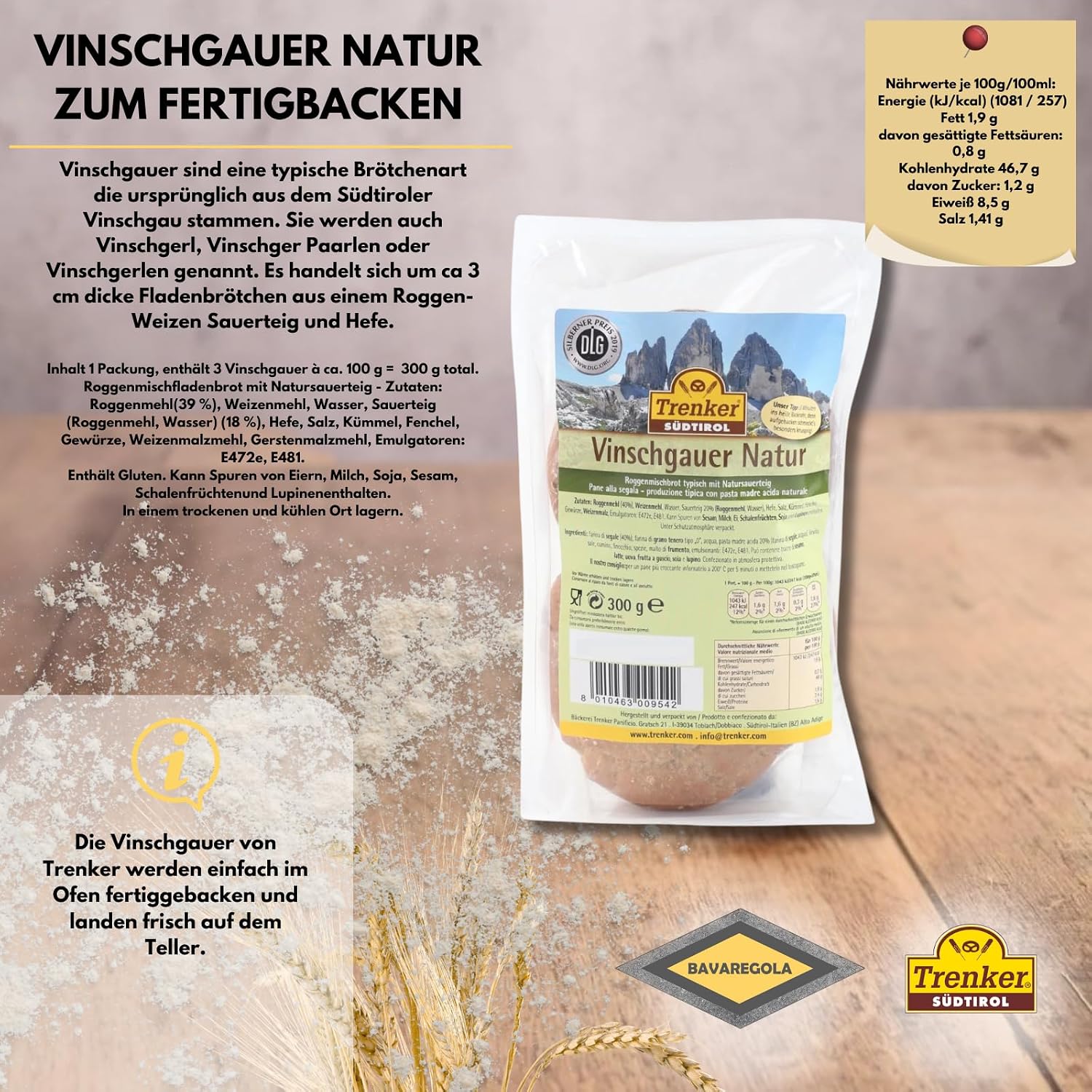 BAVAREGOLA South Tyrolean Farmer's Toast - Party Snack Set with 6 Vinschgau Breads, 200 g South Tyrolean Bacon PGI & 250 g Farmer's Cheese - Original South Tyrolean Specialities for Connoisseurs – Bild 6