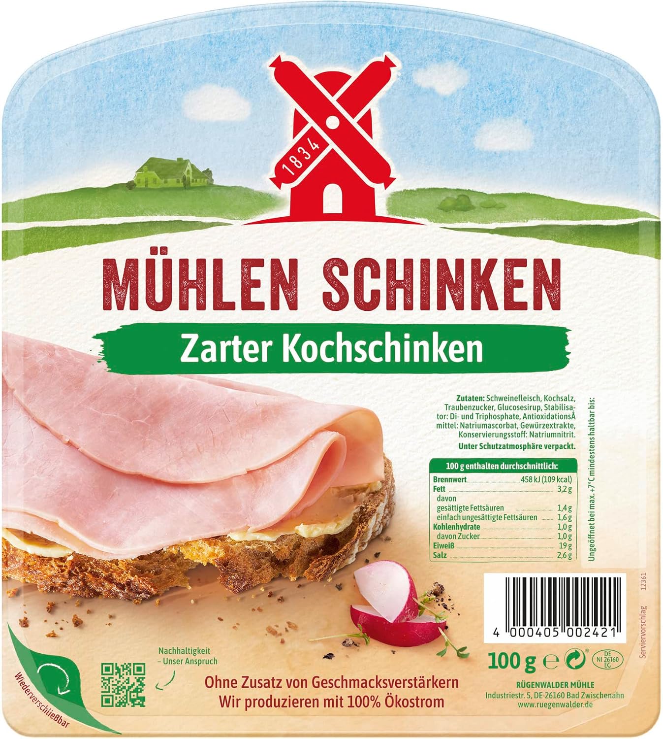 Rügenwalder Mills Ham Delicate Cooking Ham, 100 g