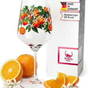 Aperitif Glass Summer Vibes with Orange Motif for Spritz Drinks Cocktails Wine spritzer Punch or Juice 0.5 L with Transparency Effect