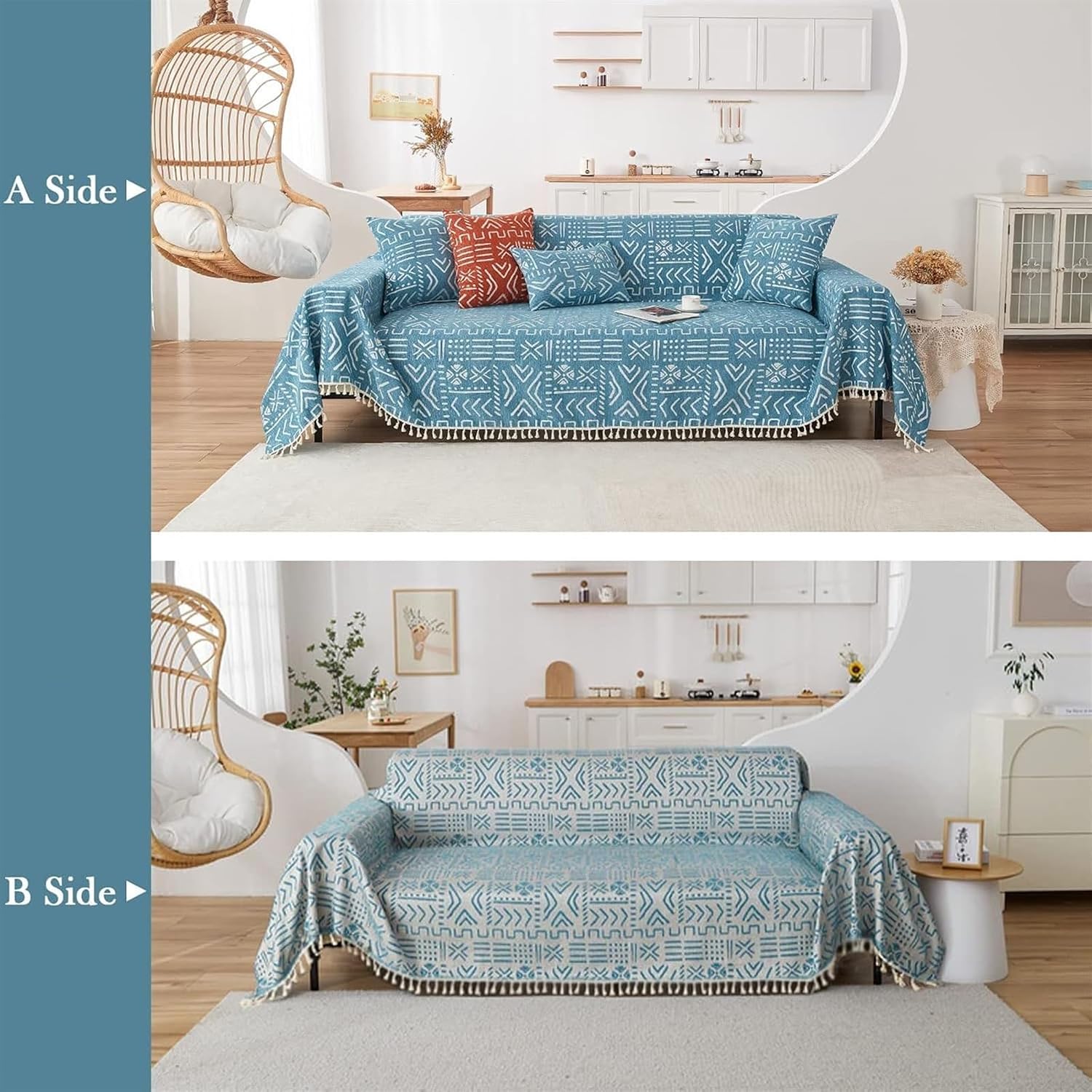 Couch Throw, Sofa Cover 1/2/3/4 Seater, Sofa Throw Blanket, Couch Throws, Sofa Cover, Sofa Throws, Sofa Cover, Throw, Sofa Blanket (Blue, 180 x 340 cm) – Bild 7