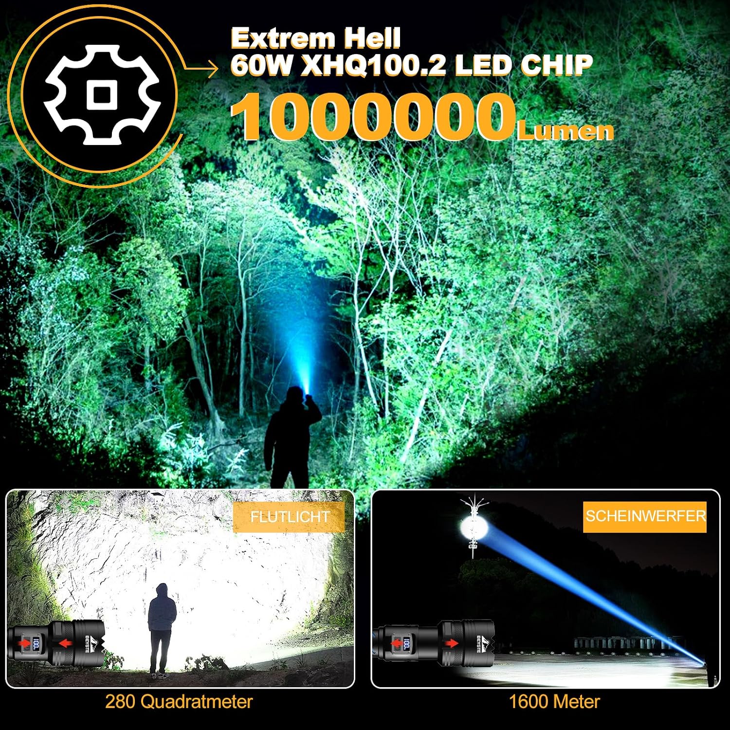 Torch LED Rechargeable 1000000 Lumens Torch Large Strong – Bild 2