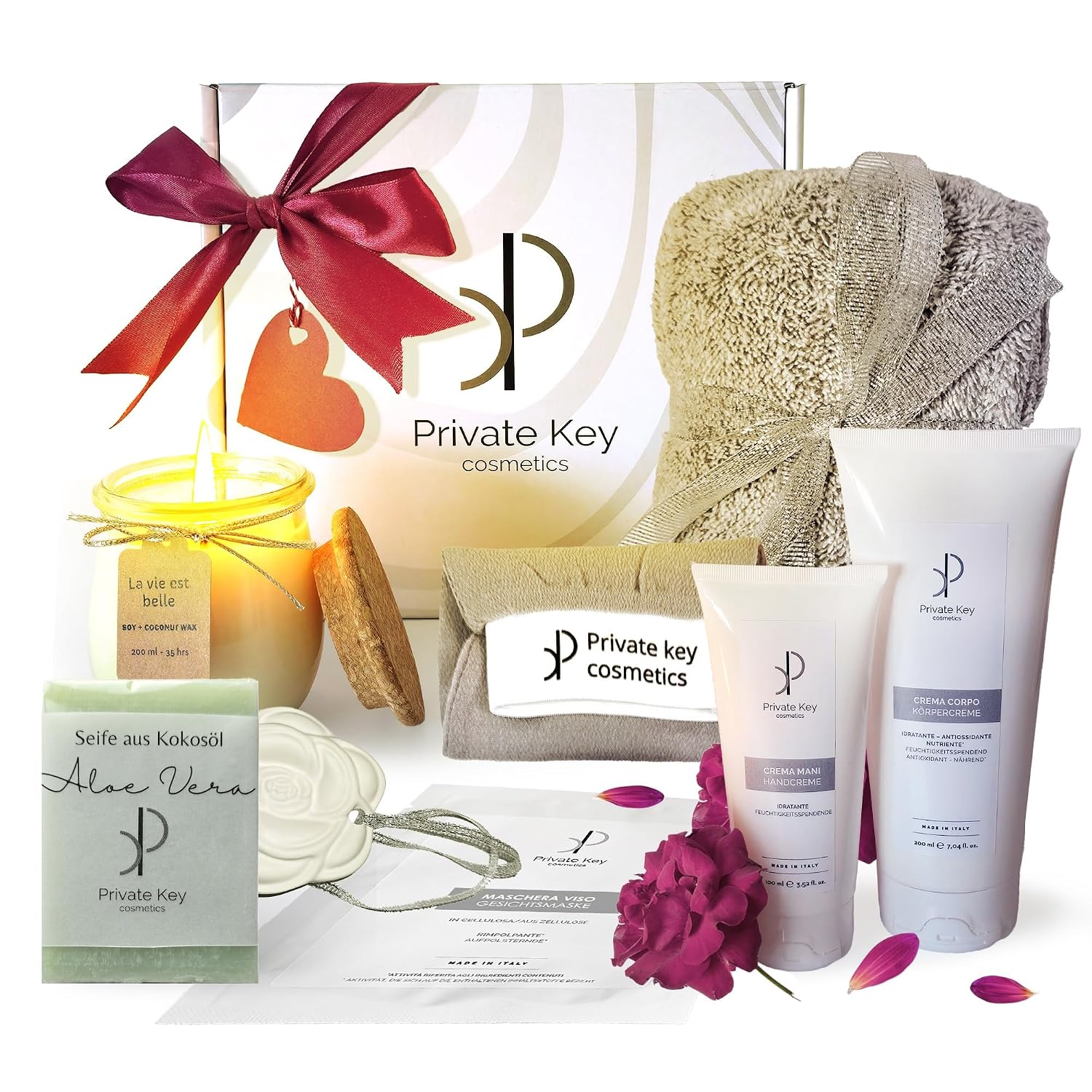 Spa Gift Set for Women, Wellness and Relaxation in Gift Box: High Quality Skin Care Products, Soap, Scented Candle and Aroma Stone for Aromatherapy, Birthday Gift for Her, Valentine's Day