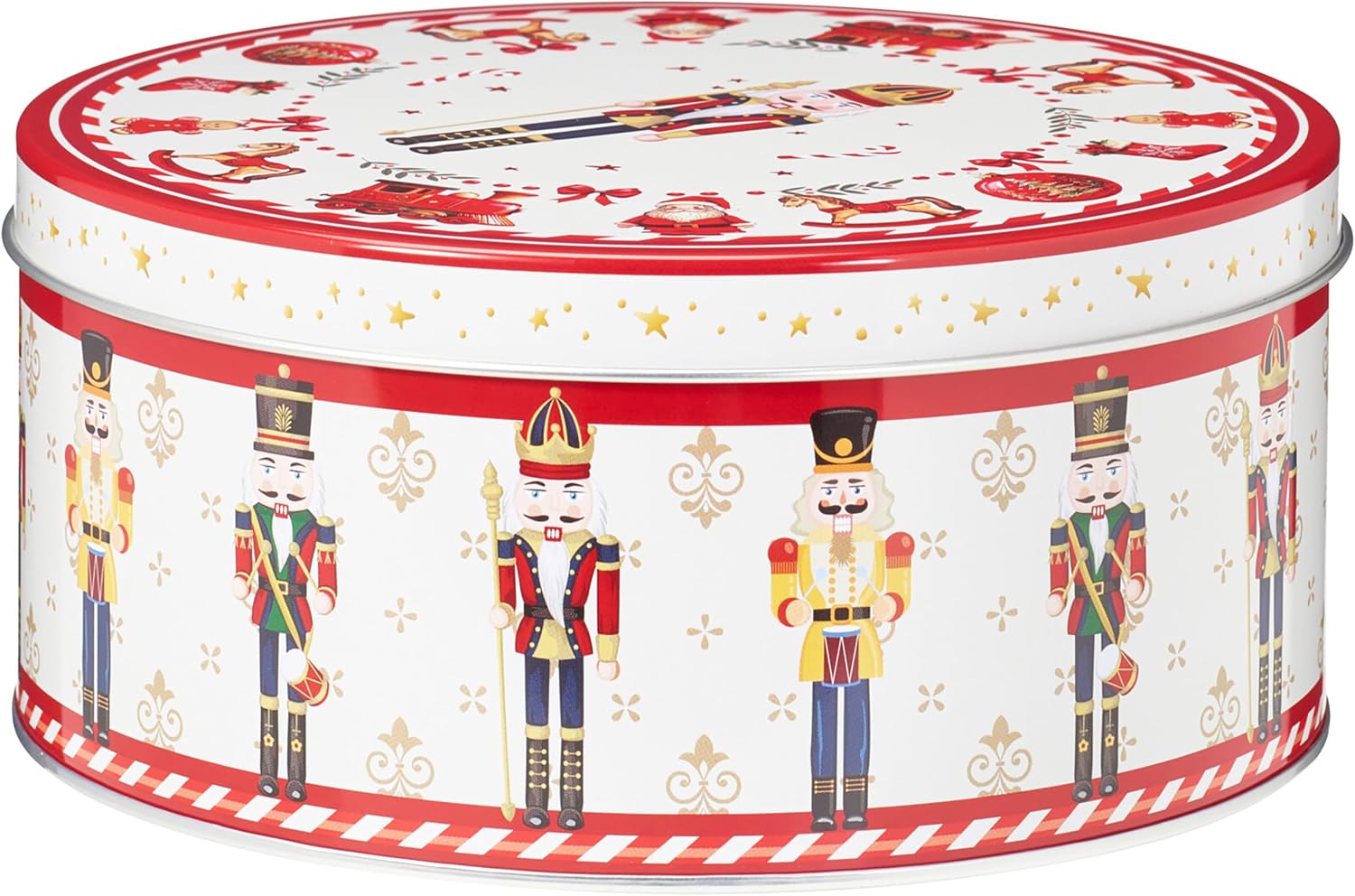 Annastore Christmas Tins Metal Set of 3 - Round Biscuit Tins with Nostalgic Motifs Diameter 19.5 cm Stackable Storage Tins for Cookies & Pastries - Decorative Biscuit Boxes for Christmas – Bild 5