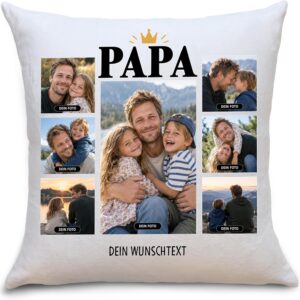 OWLBOOK® Photo Cushion for Dad with 7 Photos Design Yourself Gift for