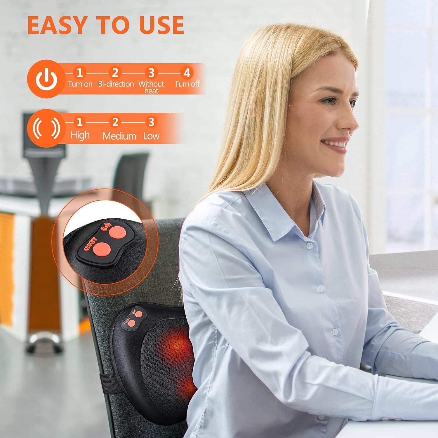 Brelley Shiatsu Massager Massage Pillow for Neck Shoulder Back – Bild 2