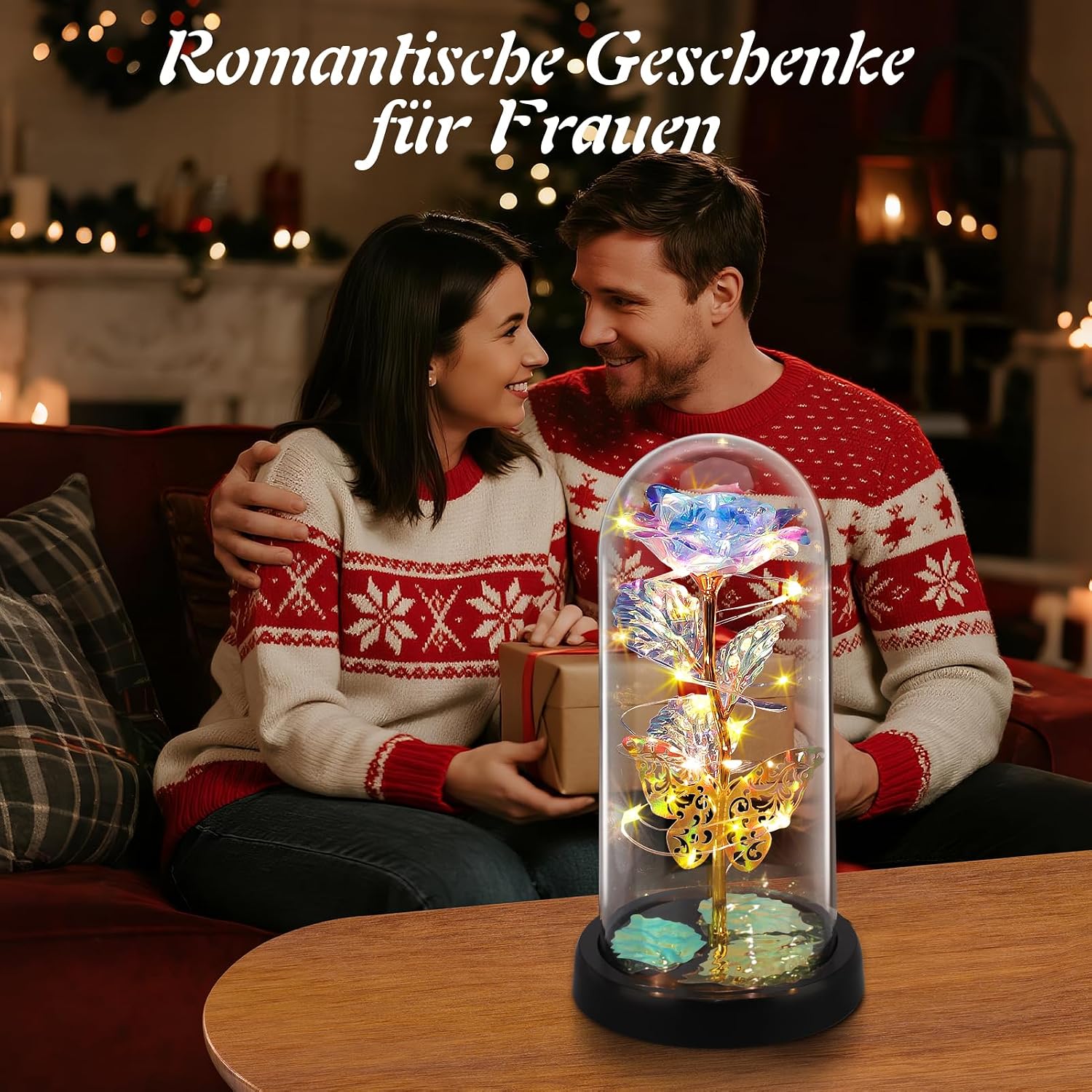 Mother's Day Gift for Mum, Gifts for Women, Eternal Rose in Glass with LED Lights for Women, Artificial Preserved Flowers, Rose Gift for Anniversary/Valentine's Day/Birthday/Wedding – Bild 2