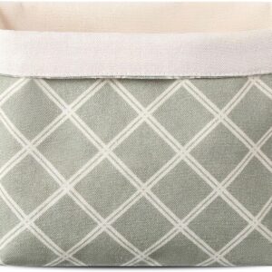 Xuniea Fabric Bread Basket Gift Basket Bread Bag Diamond Green Check