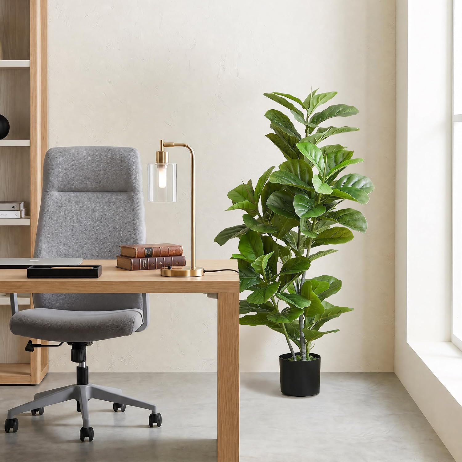 HOMCOM Artificial Ficus Plant 110cm Tall 90 Leaves with Pot Green – Bild 7