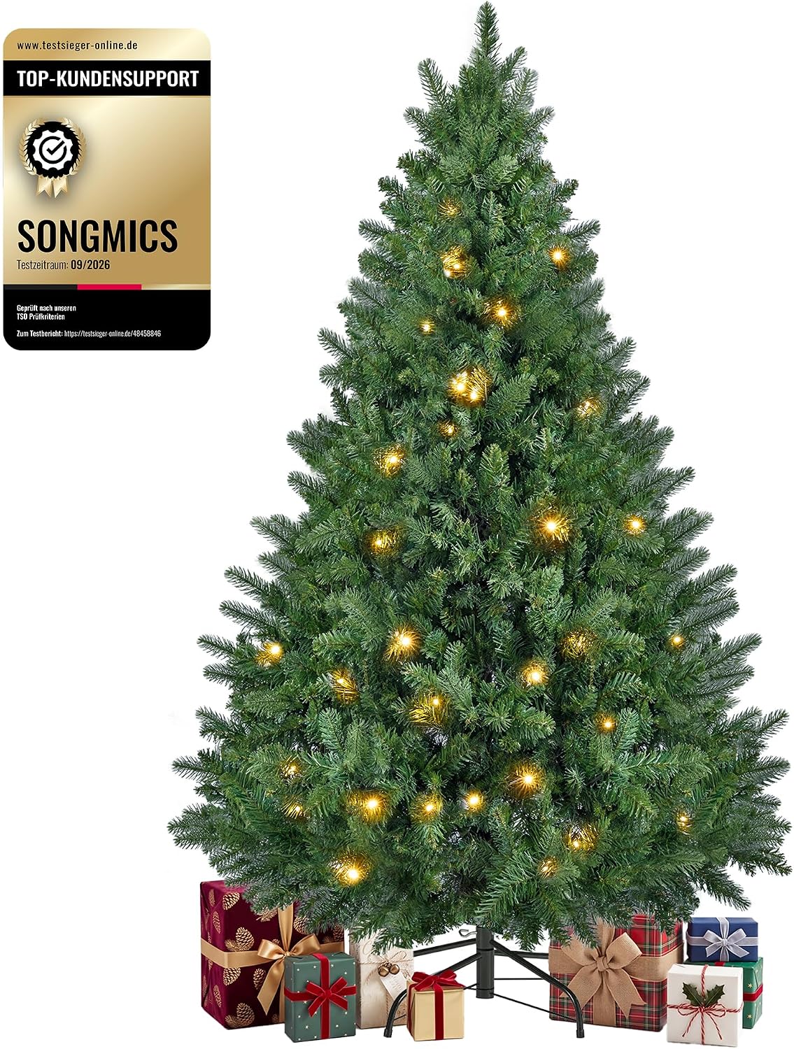 SONGMICS Artificial Christmas Tree 180 cm with Lighting