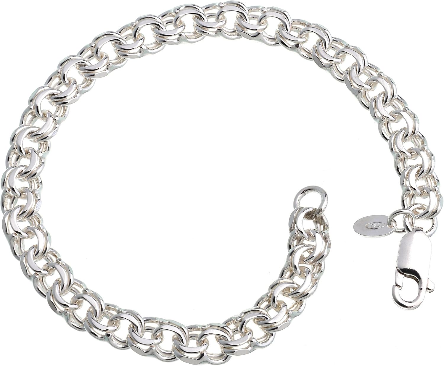 Garibaldi Chain Bracelet 7 mm Width 925 Silver Choice of Length 16-25 cm