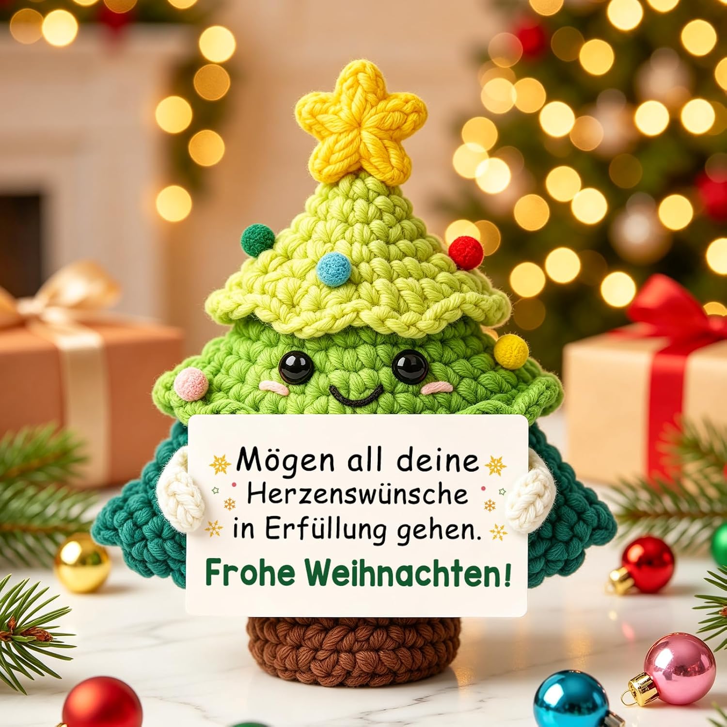 Gifts for Women Men - Hand Crocheted Christmas Tree, Lucky Charm, Christmas Gifts for Girlfriend, Boyfriend, Grandma, Grandpa, Mum, Dad, Colleague, Sister – Bild 3