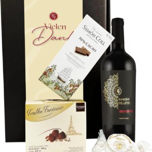 Thank you gift set, red wine with chocolate truffles and dark chocolate, wine gift for connoisseurs, gift basket for men and women, birthday, Christmas, anniversary, with „Thank you“ banderole