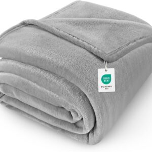 Cinkee Antistatic Cuddly Blanket 300 GSM Extra Soft Fleece Sofa Blanket 150 x 200 cm Oeko-Tex Blanket Bedspread and Couch Blanket Grey