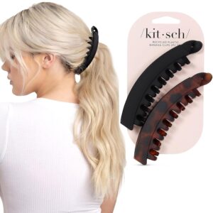Kitsch 2 x Black & Tortoiseshell Banana Clip Hair for Women