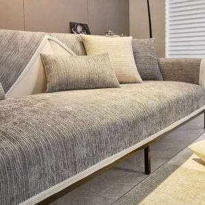 Chenille Couch Cover, Universal Sofa Throw, Sofa Cover L Shape Sofa Cover Corner Sofa Throw Blanket, Sofa Protector Non-Slip, Sofa Blankets for Seat (Light Grey B, 70 x 150 cm)