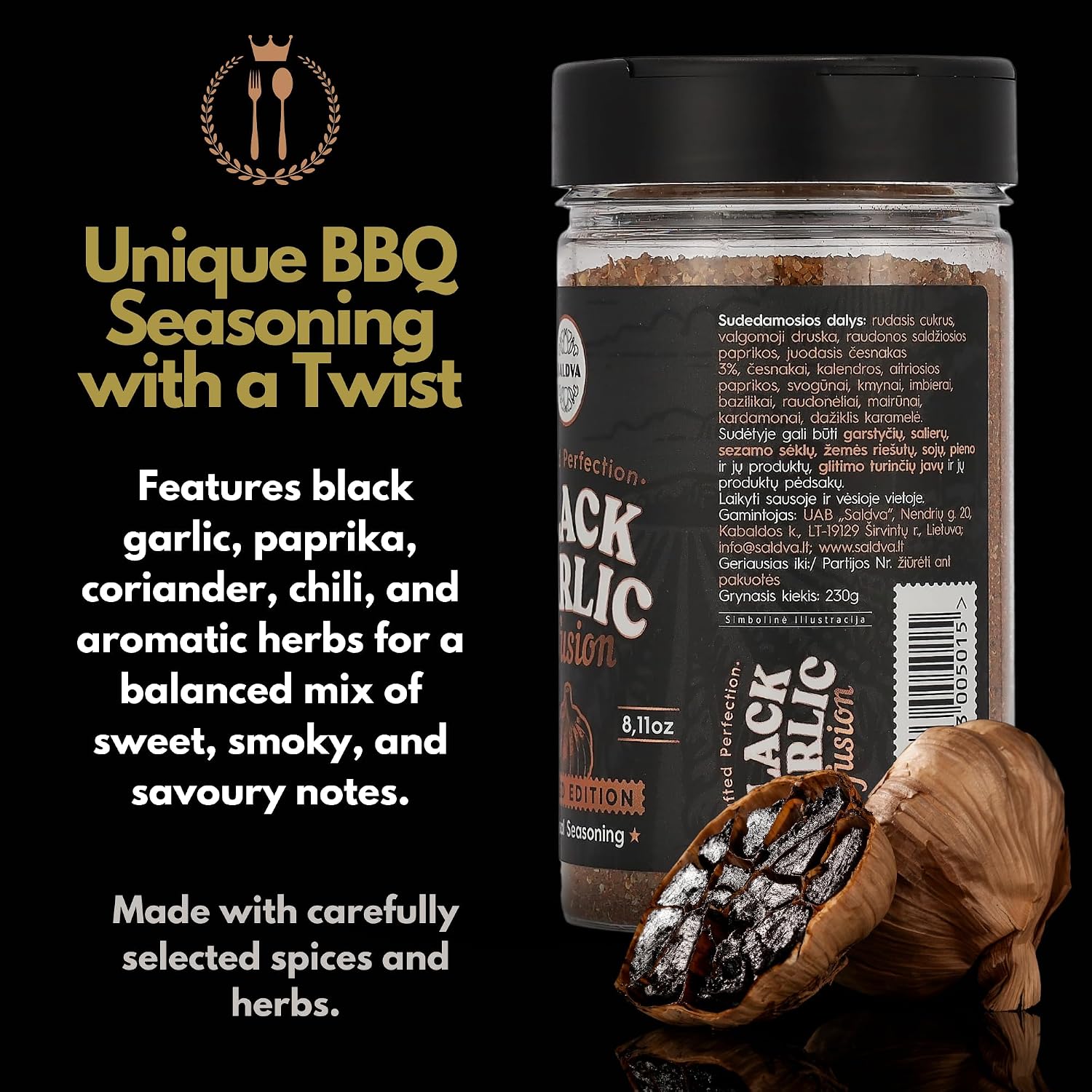 Premium Black Garlic BBQ Rub - Limited Edition Universal Spice - With Intense Umami Flavour - Strong & Smoky Spice Blend - Large Jar (230 g) – Bild 6