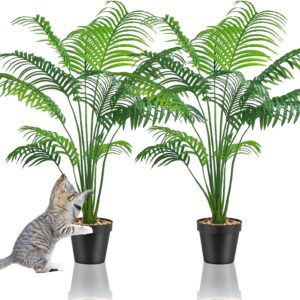Pack of 2 Artificial Plants, Large, Artificial Plants Like Real, Palm Tree Artificial Fern in Pot, Indoor Plants, Artificial Tree, Green Plants, Decorative Plants for Office, Home, Indoor, Outdoor Decoration (2 Small Palm Tree)