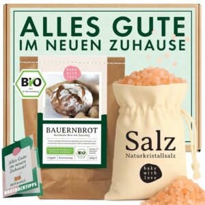 Bread and Salt Housewarming Gift – Housewarming Gift and Housewarming Gift for Home & Home – Gift Set for Moving & Topping Out Party with Organic Bread Baking Mix – Bake with Love