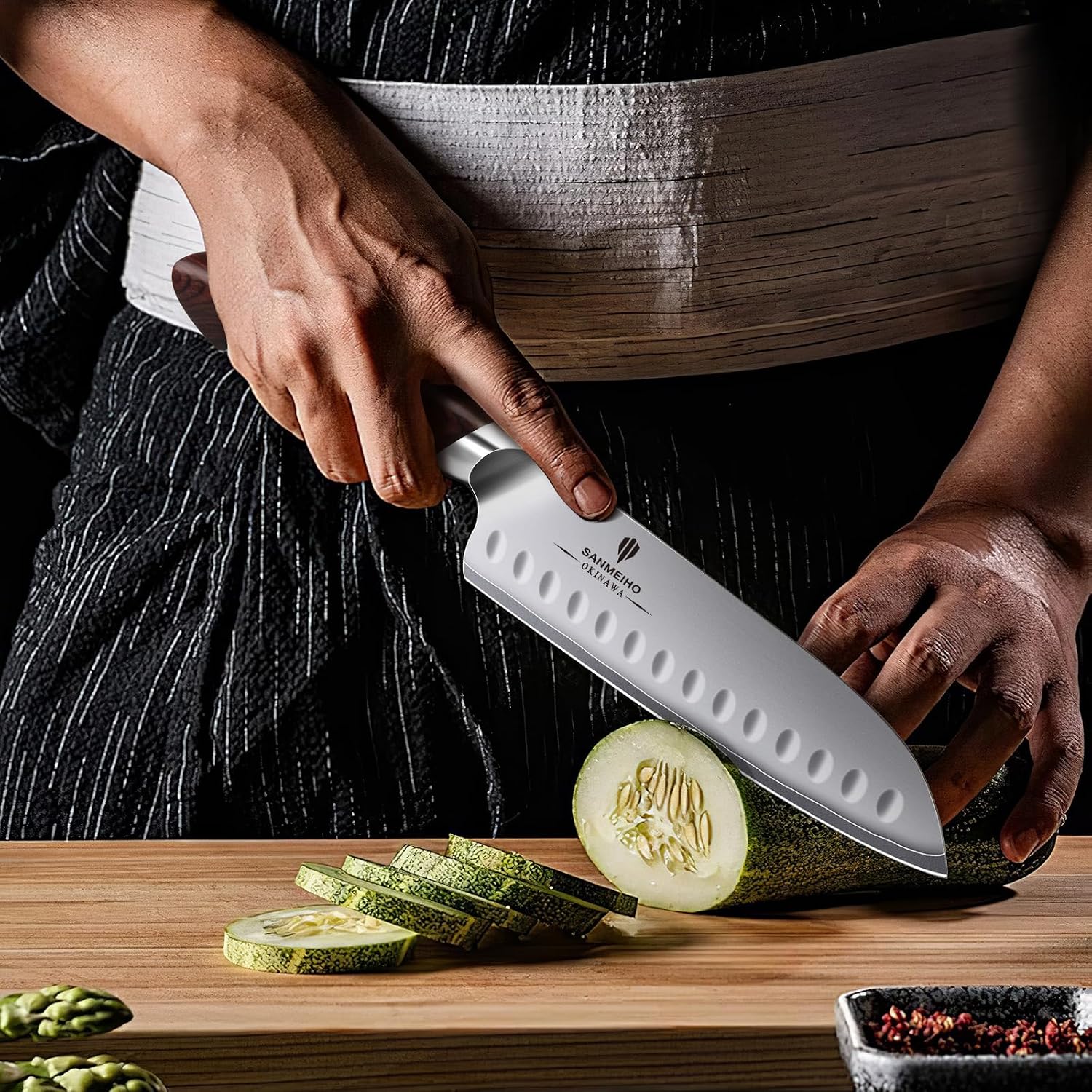 SANMEIHO Professional Santoku Knife 18 cm Sharp Kitchen Knife – Bild 8