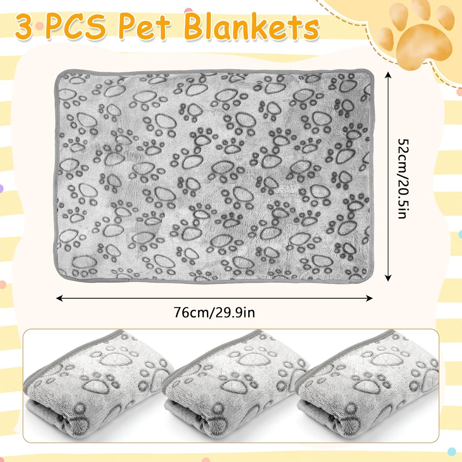 Neerow Pack of 3 Dog Blankets, 76 x 52 cm, Cat Blanket, Fluffy Sofa – Bild 2