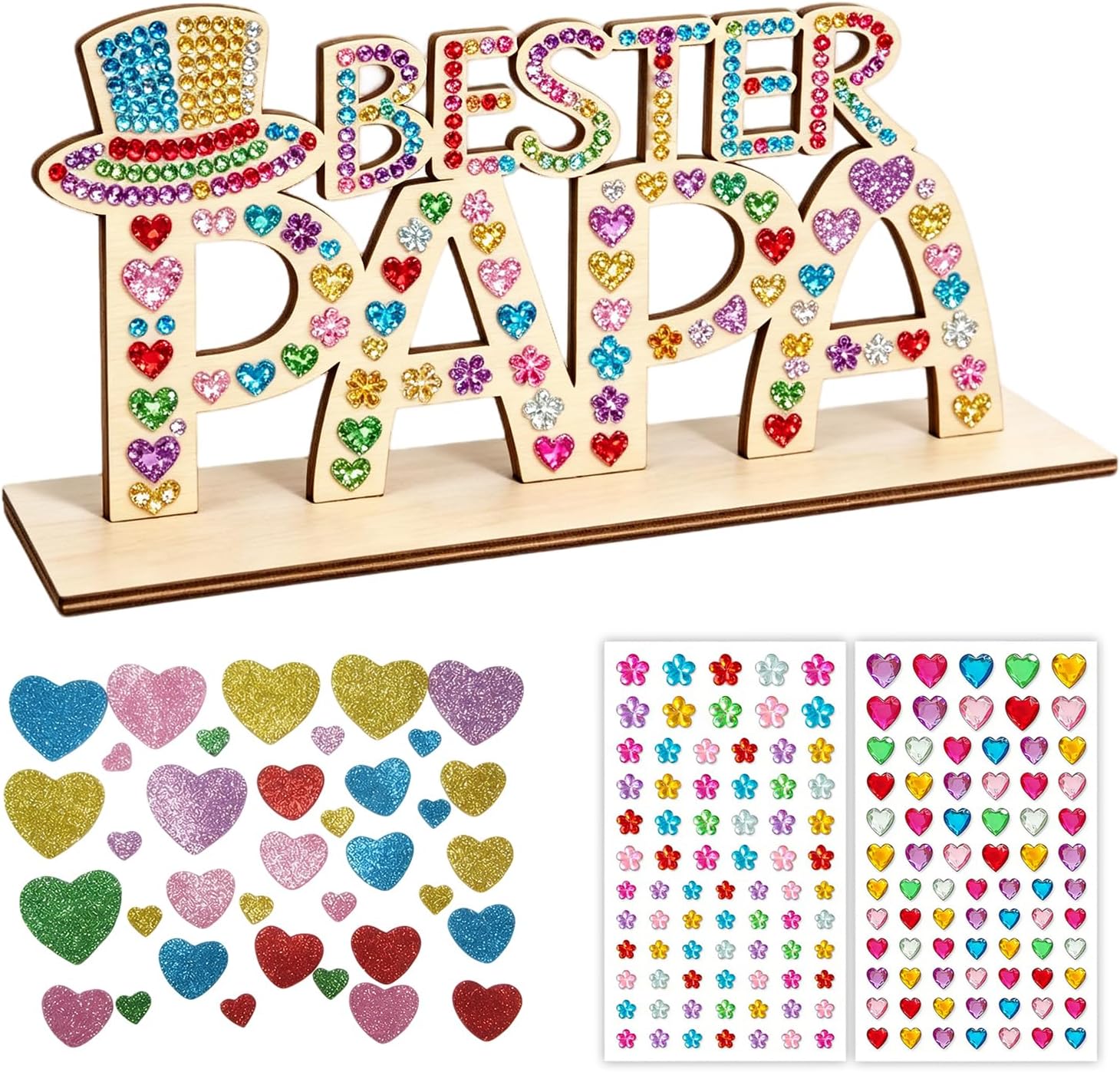 MOAZIFI Best Dad Gifts, Wooden Decoration and Stickers, DIY Dad Gift Birthday, Father's Day Gift, Christmas Gifts, Craft Desktop Decoration for Daughter, Son and Father