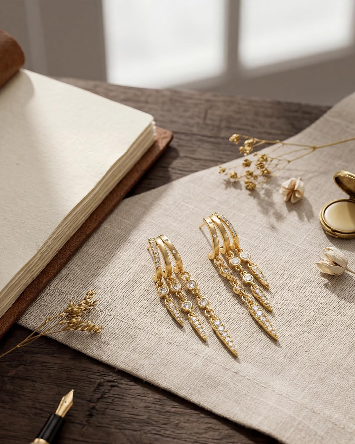 MUMREUES Ohrringe Gold Hängend 14 Karat Vergoldet Ohrringe Creolen Damen Stecker Hypoallergen Wasserfest Minimalistische Minimalist Elegant Quasten Ketten Schmuck Geschenke – Bild 9