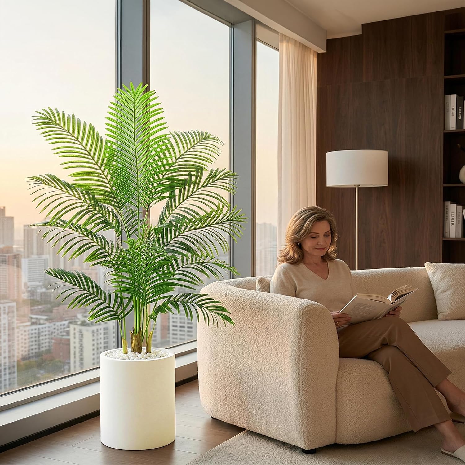Artificial Plants 120 cm Artificial Palm Tree Large in Black Pot – Bild 7